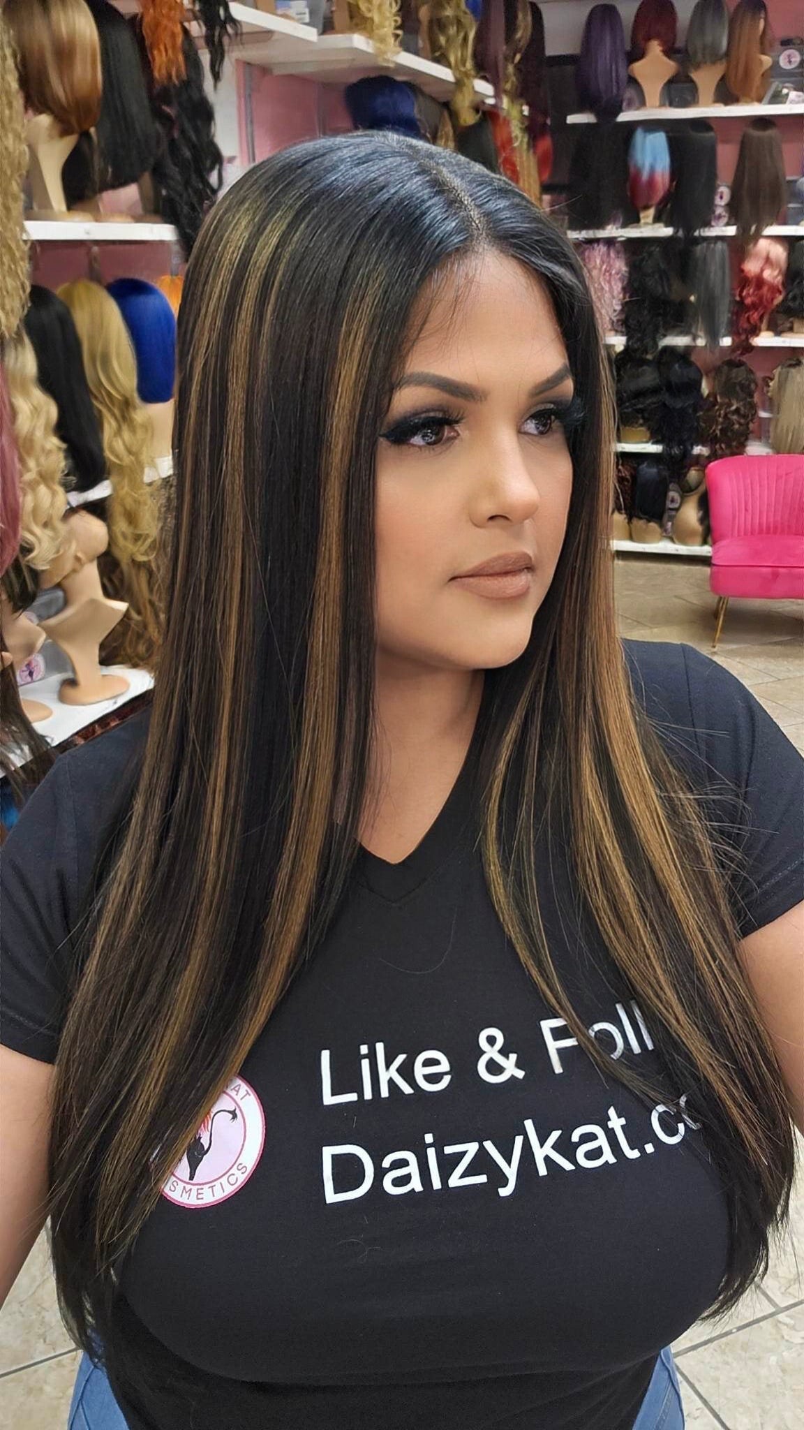 #73 Alexa- Middle Part Lace Front Wig - 1B/30