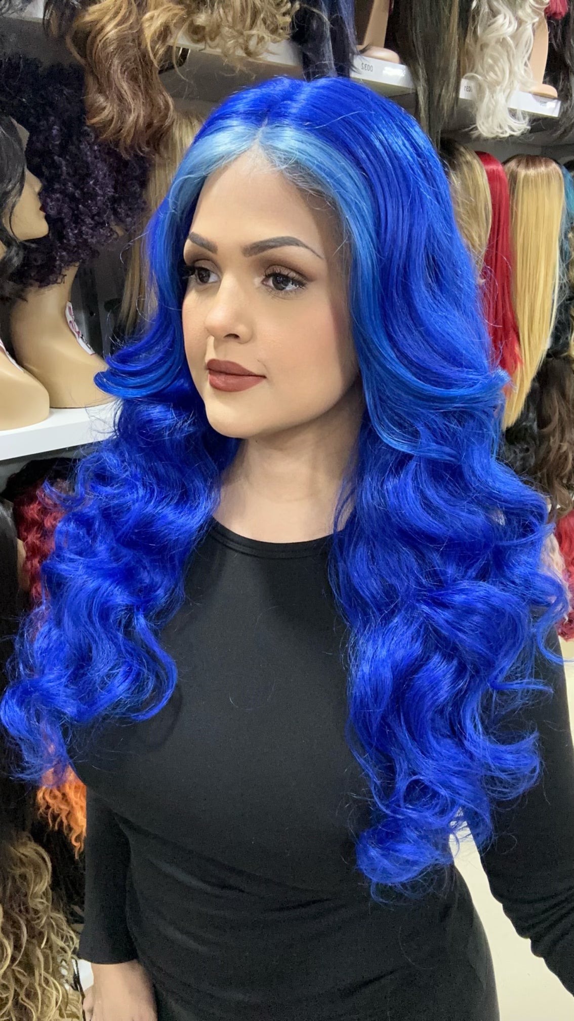 #226 Sapphire - Middle Part Lace Front Wig - Color BLUE