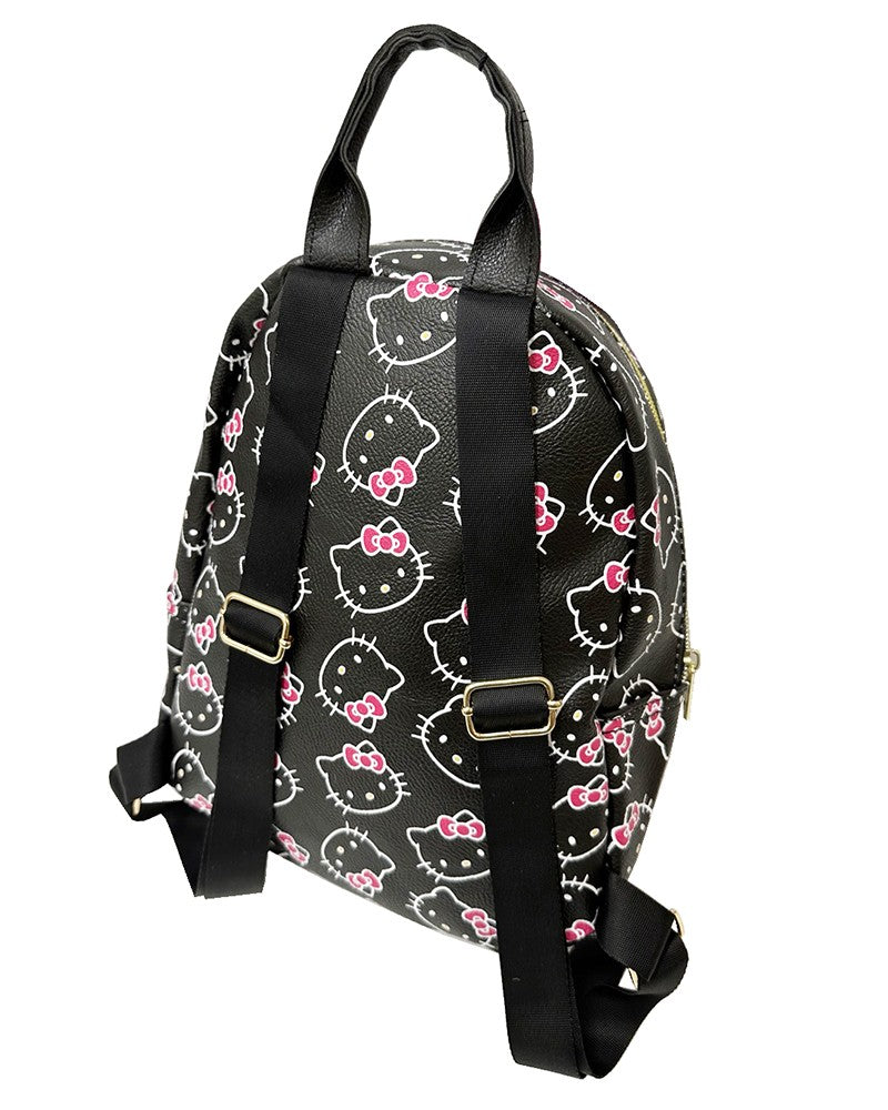 Kitty Black Faux Leather 10In Backpack