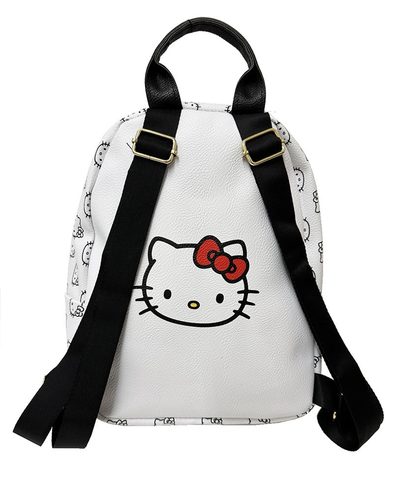 Kitty Face Print Faux Leather 10In Backpack