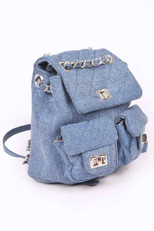 Denim Backpack Blue or Light Blue