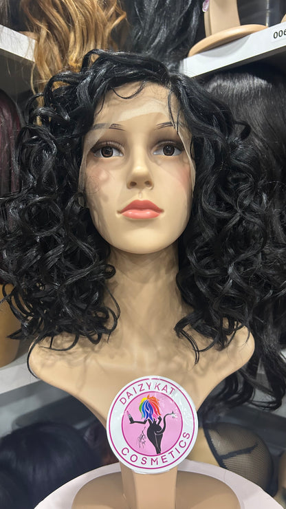 #145 Judy - Left Part Lace Front Wig - Color Dark Brown 14in