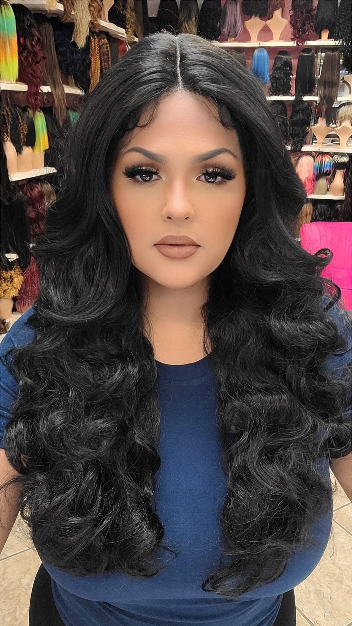 #112 Sapphire - Middle Part Lace Front Wig - 1B/RAINBOW