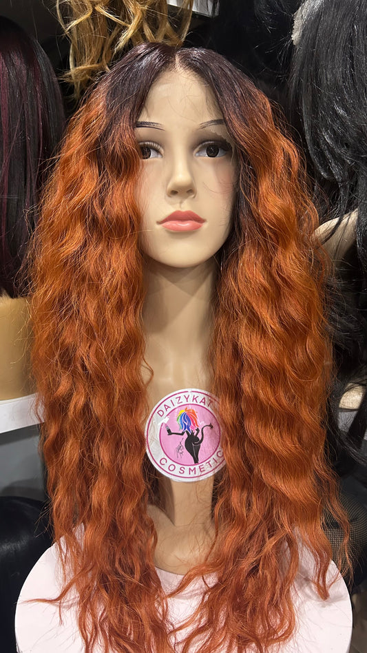 #137 Jenny - Hand Tied 13x4 Free Part Human Blend HD Lace Front Wig 26in - Color Copper