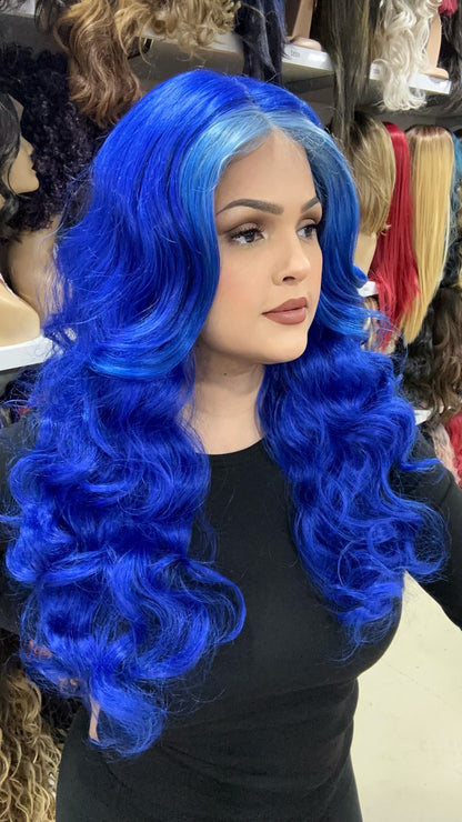 #226 Sapphire - Middle Part Lace Front Wig - Color BLUE