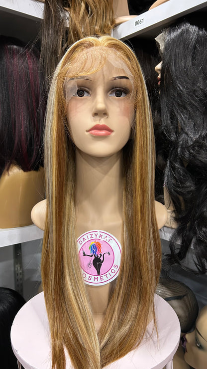 #72 Cher - 13x6 Free Part Lace Front Human Hair Blend Wig - Color Dark Blonde 32in