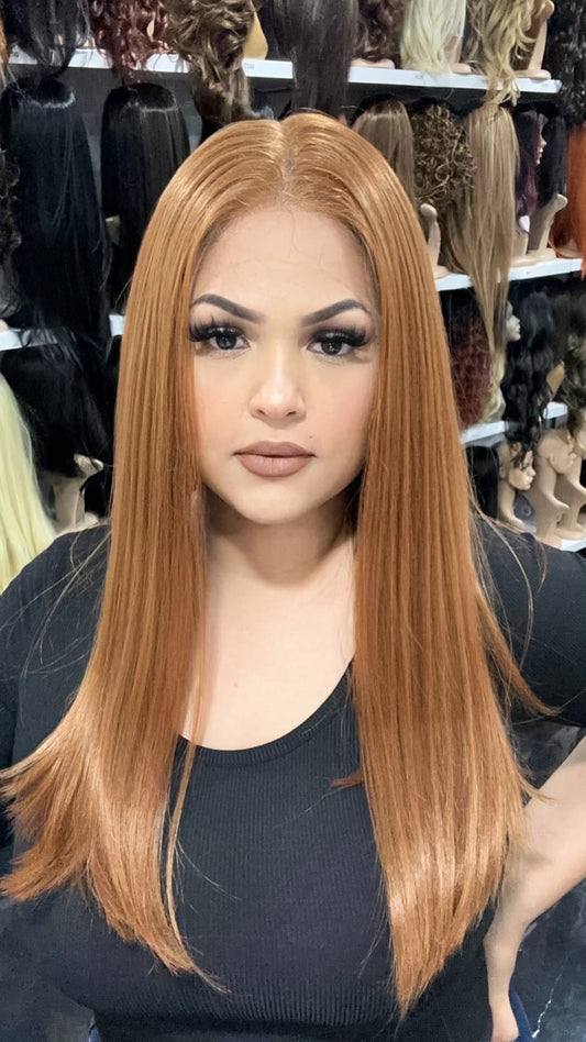 #7 Faith - 13x6 Free Part Lace Front Pre-Plucked Wig 18in - Color Copper