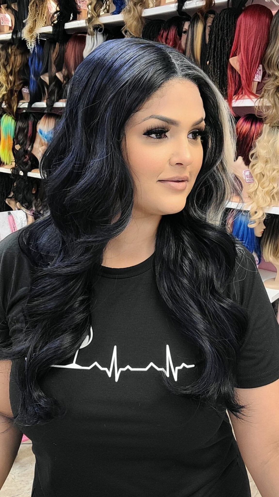 #210 Mona - Middle Part Lace Front Wig - NAVY/1B/613