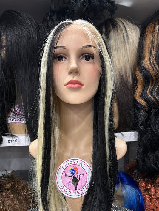 #129  Chelsea - 13x4 Free Part Lace Front Wig - Black/613 26in