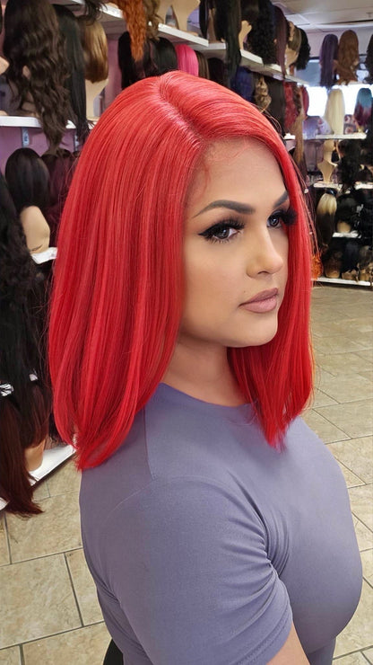 #108 Eve - Side Part Lace Front Wig - RED
