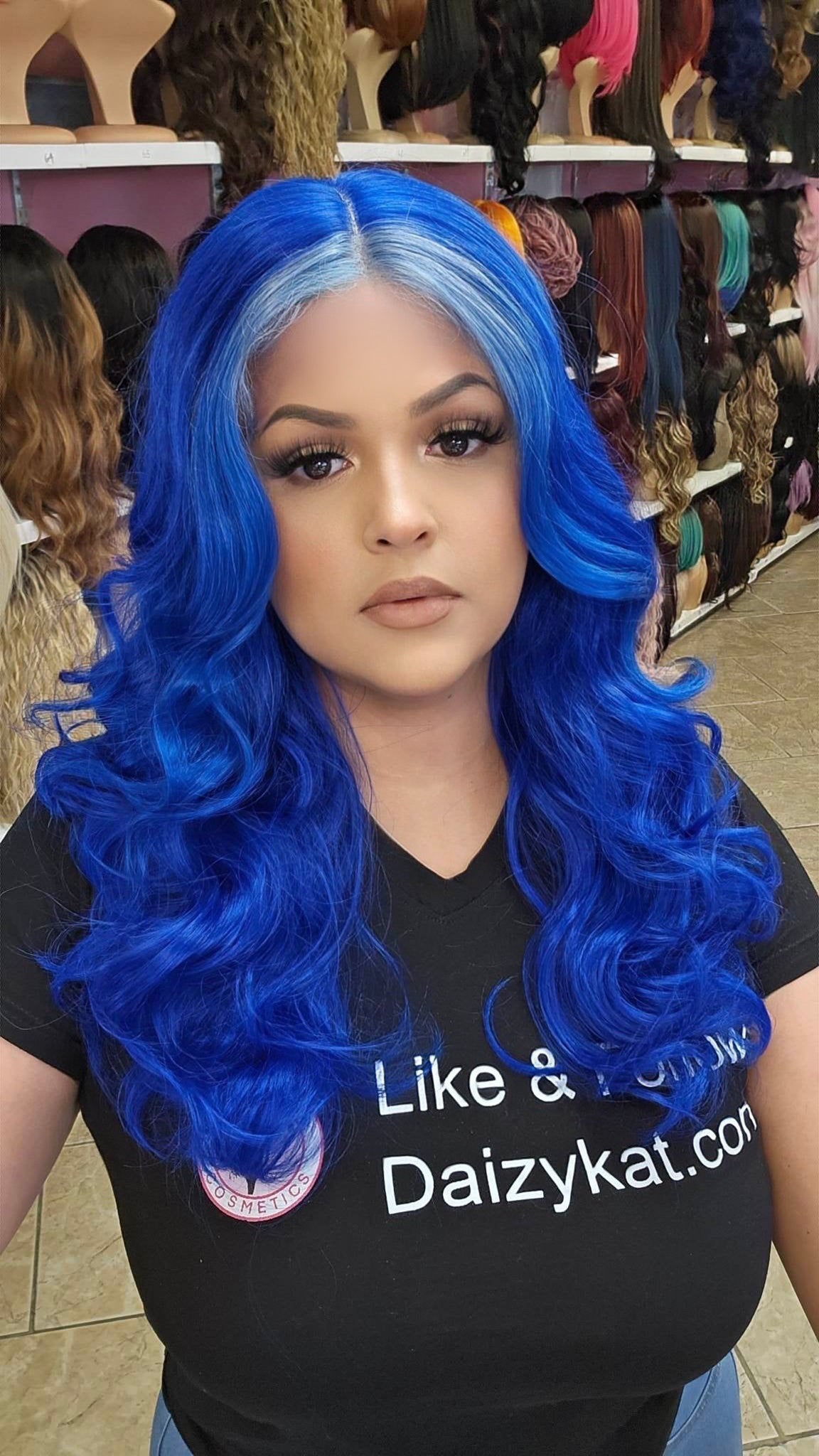 #114 Jasmine - Middle Part Lace Front Wig - L.BLUE