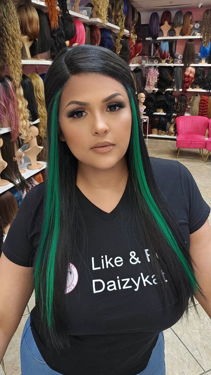 #78 CASSIE - Right Part Lace Front Wig - 1B/GREEN