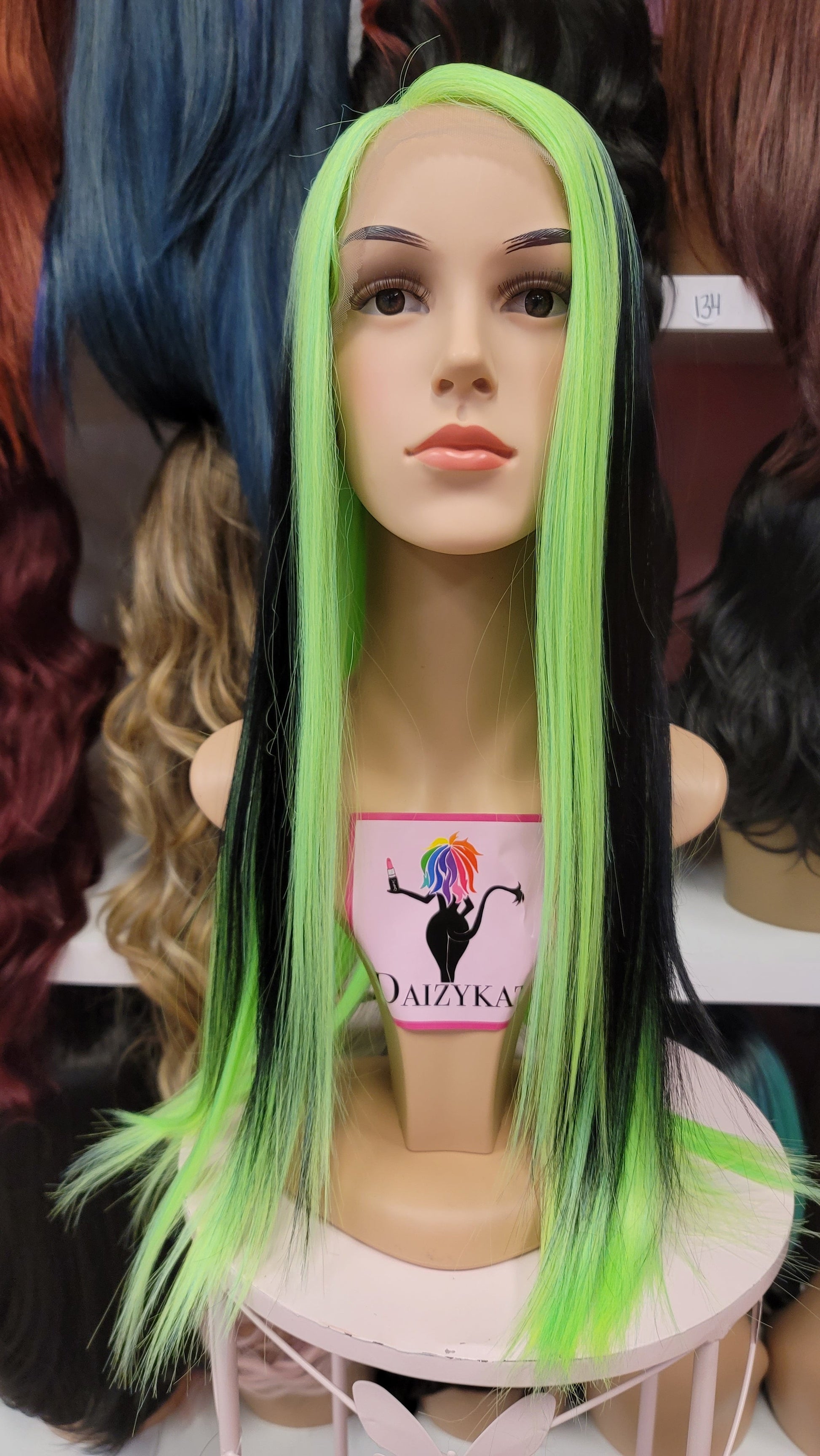 444 CASSIE - Left Part Lace Front Wig - 1B/GREEN - DaizyKat Cosmetics 444 CASSIE - Left Part Lace Front Wig - 1B/GREEN DaizyKat Cosmetics Wigs