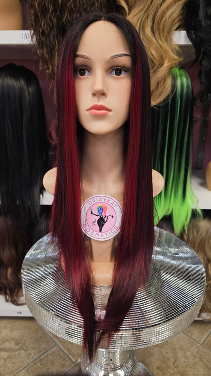 #34 Ivy-Middle Part No Lace Front Wig Human Hair Blend - Color 1B/BUG
