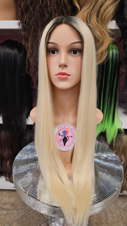 #32- Ivy-Middle Part No Lace Front Wig Human Hair Blend - 4/BLONDE