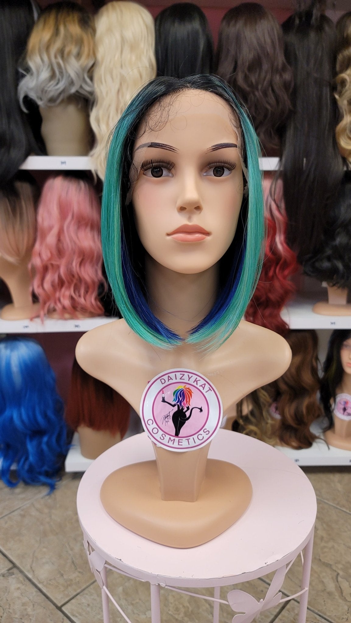 263 CHA CHA - Middle Part Lace Front Wig - 1B/BLU/GRN - DaizyKat Cosmetics 263 CHA CHA - Middle Part Lace Front Wig - 1B/BLU/GRN DaizyKat Cosmetics Wigs