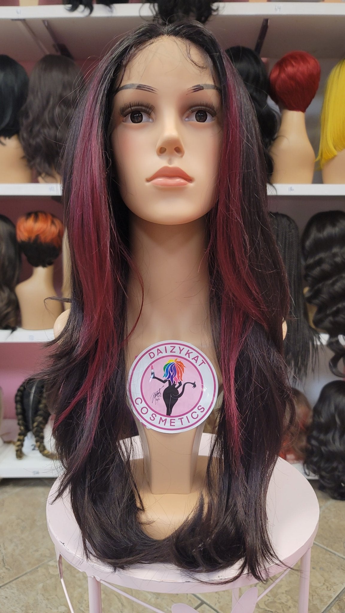 382 KAREN - Middle Part Lace Front Wig - 1B/99J - DaizyKat Cosmetics 382 KAREN - Middle Part Lace Front Wig - 1B/99J DaizyKat Cosmetics Wigs