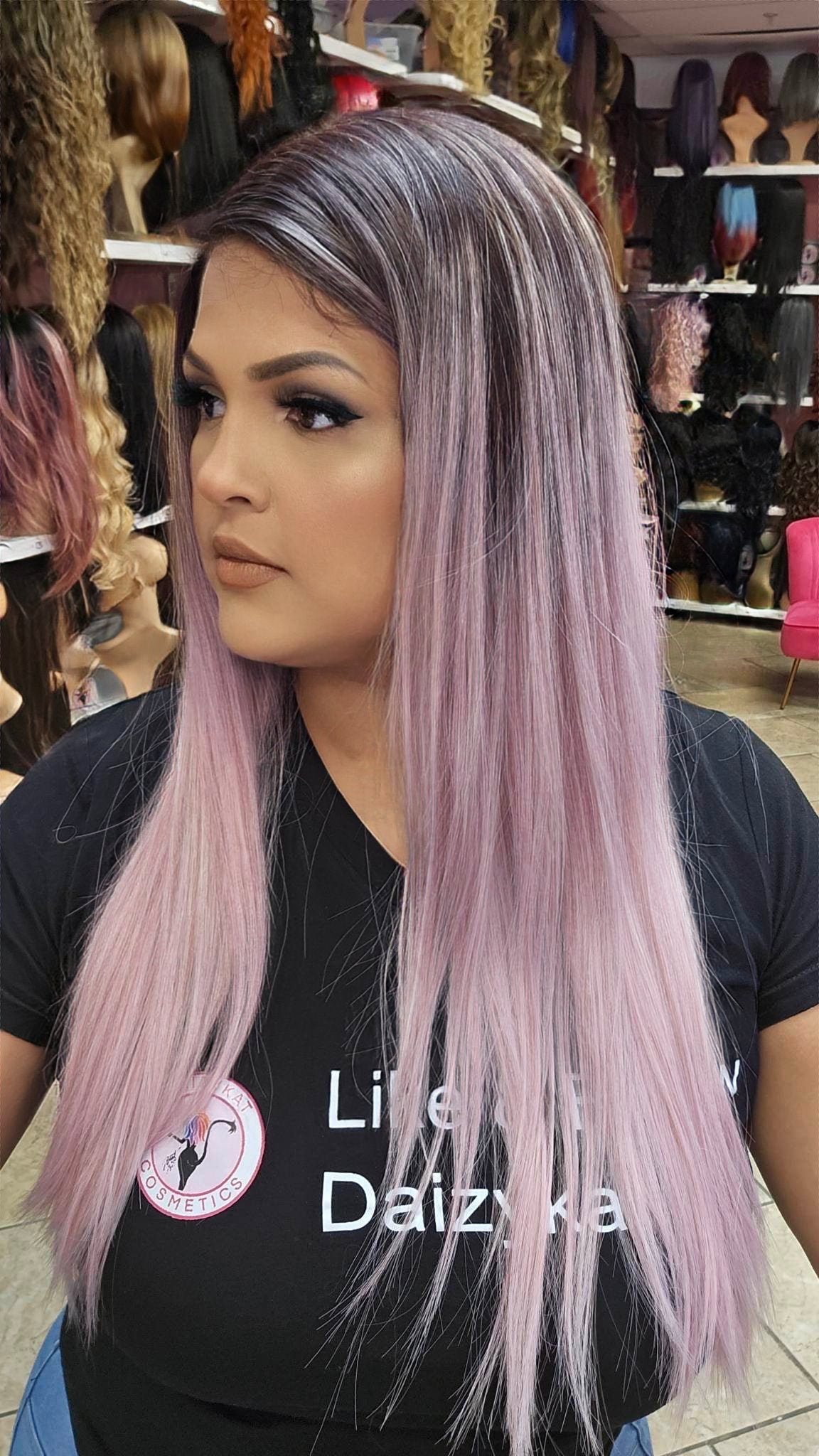 #183 CASSIE - Left Part Lace Front Wig - 4/PINK