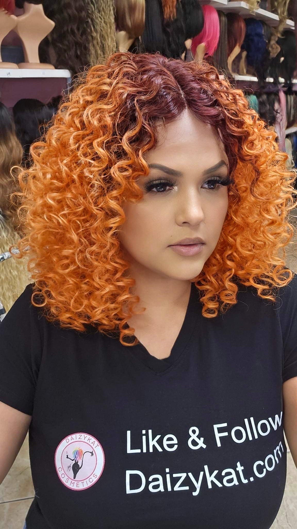 #244 LUPE - Middle Part Lace Front Wig - ORANGE
