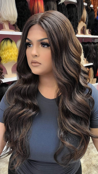 Nadia - Middle Part Lace Front Wig Human Hair Blend- 4/30