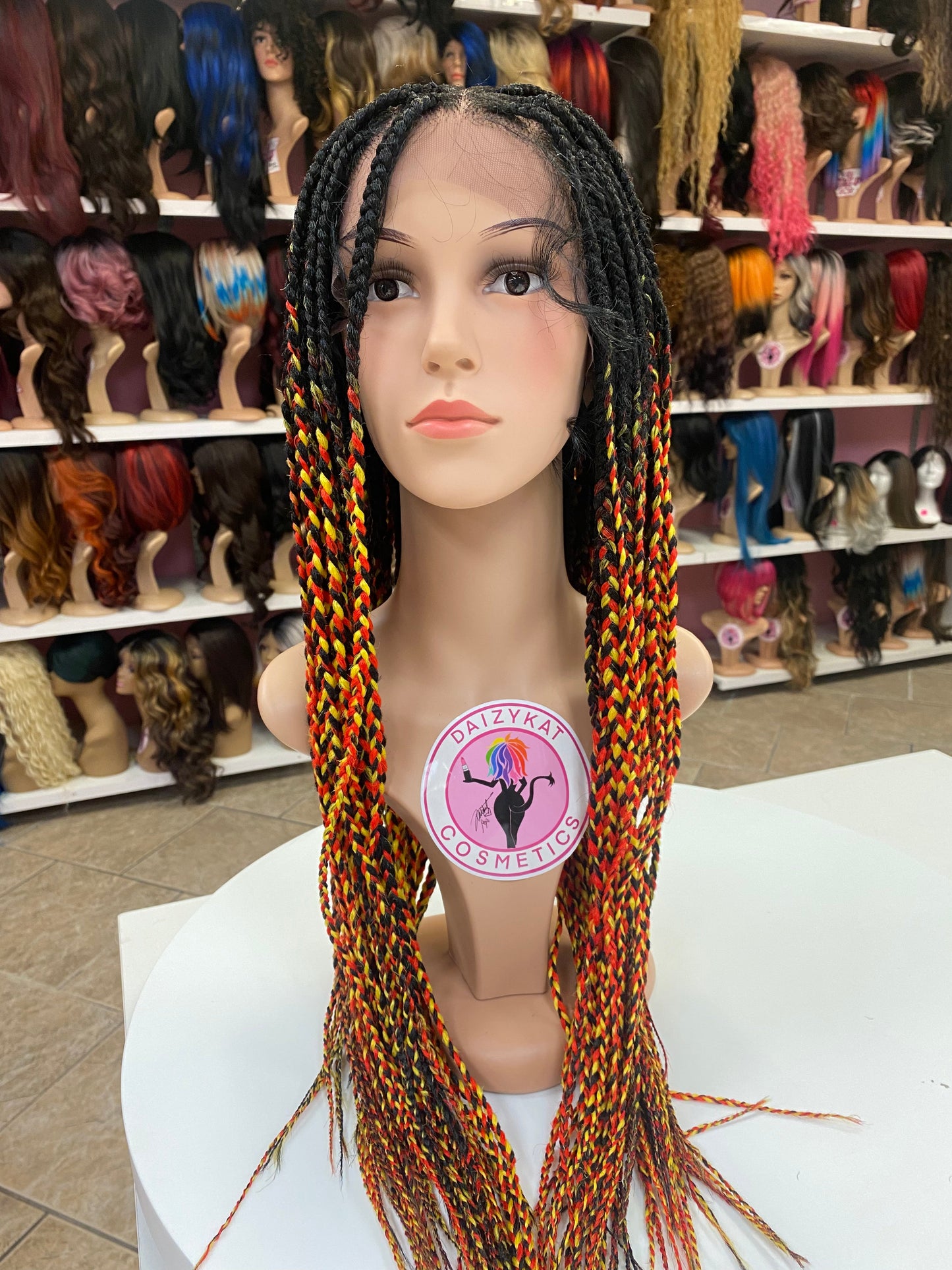 473 Camila - 13x5 Knotless Box Braid Free Part Wig - 1B/REDYELLOW - DaizyKat Cosmetics 473 Camila - 13x5 Knotless Box Braid Free Part Wig - 1B/REDYELLOW DaizyKat Cosmetics Wigs