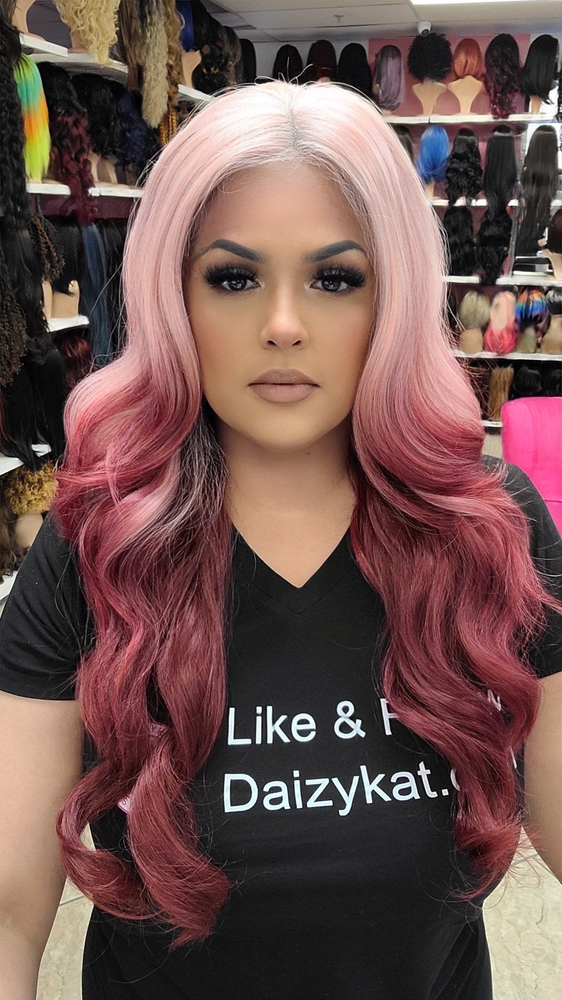 #22 Riley - 13x4 Free Part Lace Front Wig - PINK TO RED