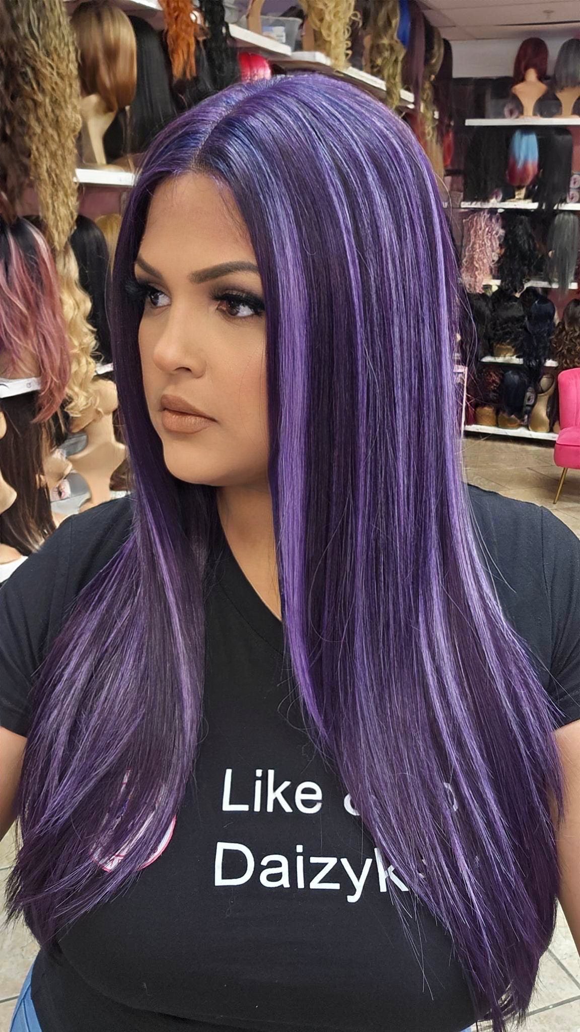 Pre-Order Alexa- Middle Part Lace Front Wig - PURPLE