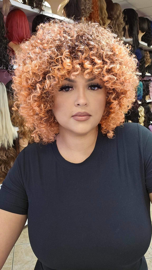 #227 Spice - Short Curly  Wig - Color 4/SOFT.PINK