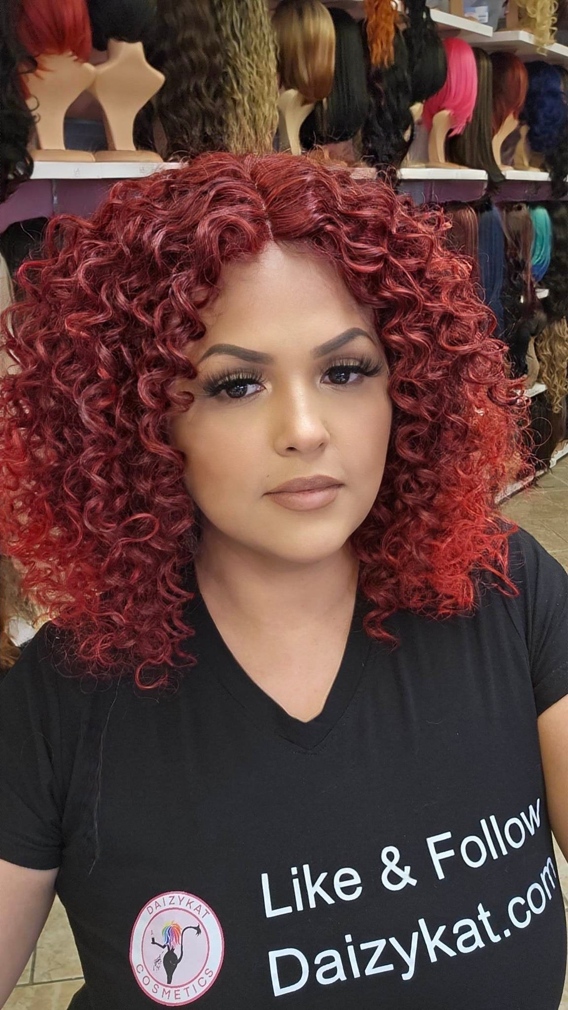 #121LUPE - Middle Part Lace Front Wig - 1B/RED