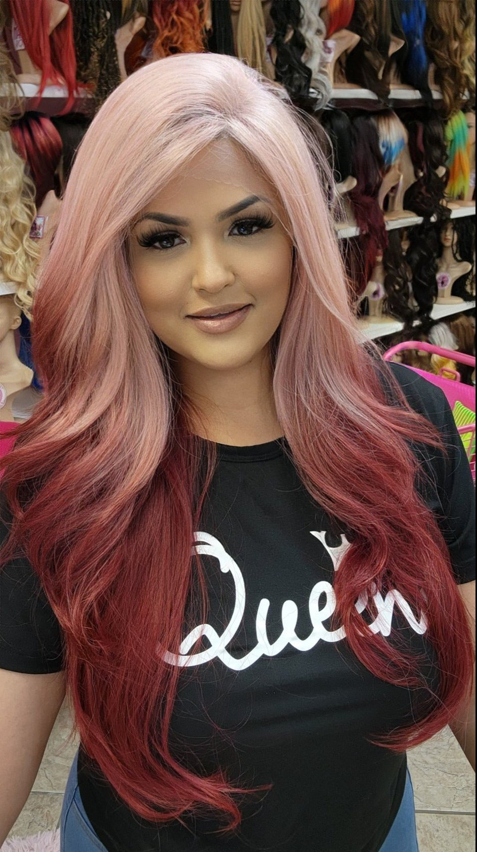 #229 Monica -13x4 Free Part Lace Front Wig - PINK TO RED