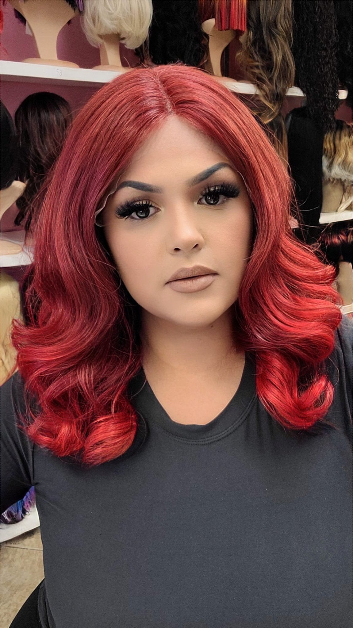 #334 Karla - Middle Part Lace Front Wig - RED