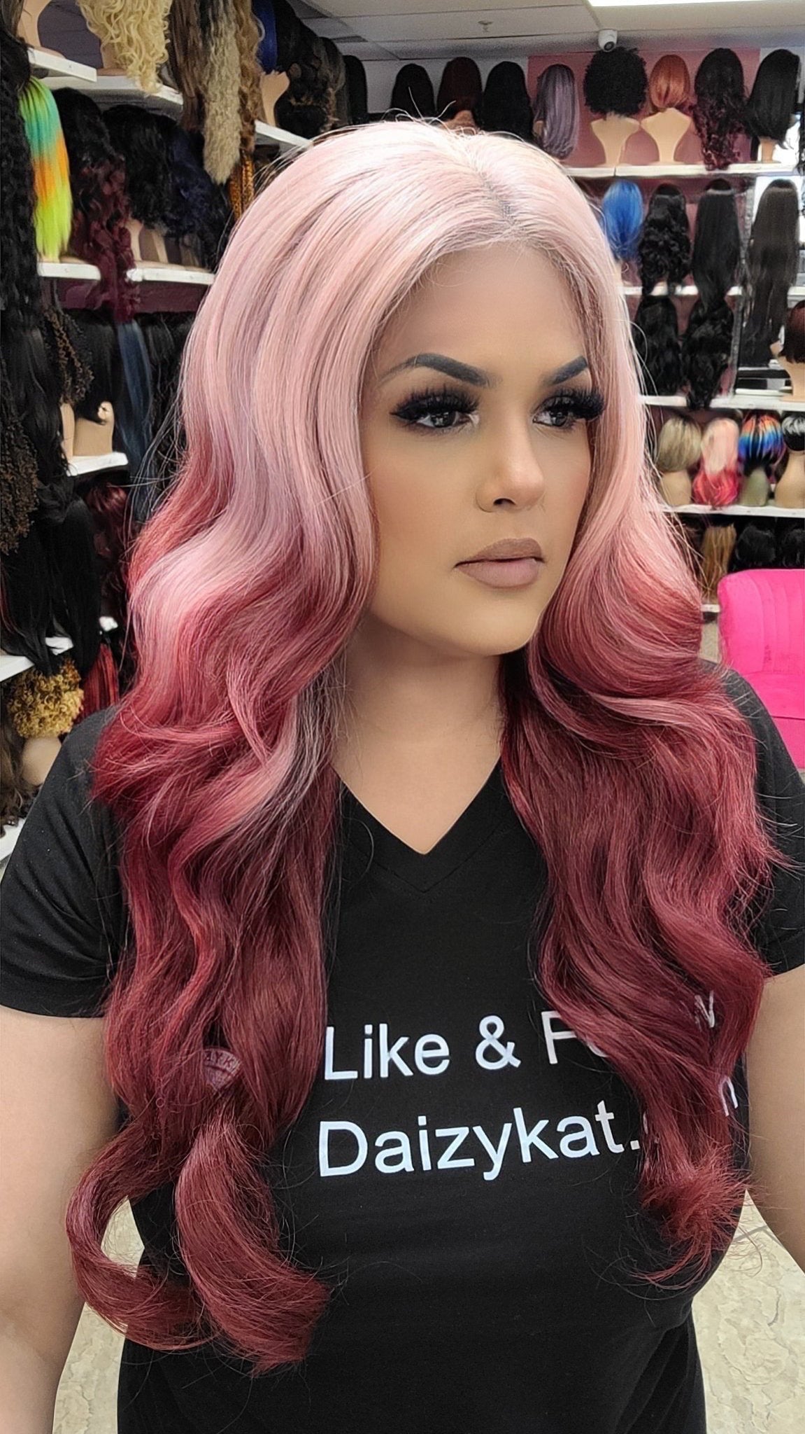 #22 Riley - 13x4 Free Part Lace Front Wig - PINK TO RED