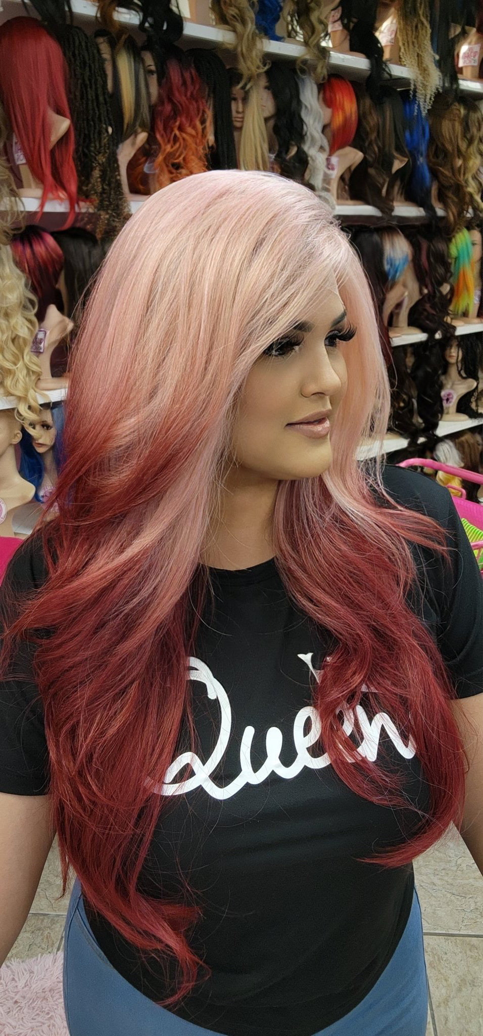 #229 Monica -13x4 Free Part Lace Front Wig - PINK TO RED