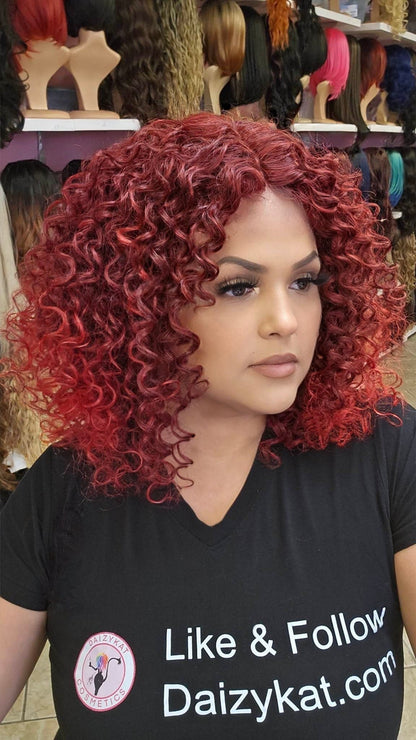#121LUPE - Middle Part Lace Front Wig - 1B/RED