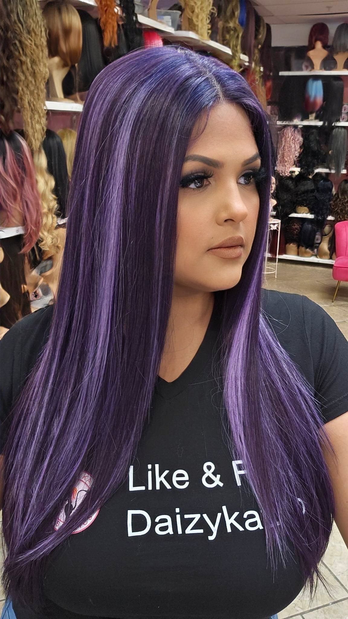 Pre-Order Alexa- Middle Part Lace Front Wig - PURPLE