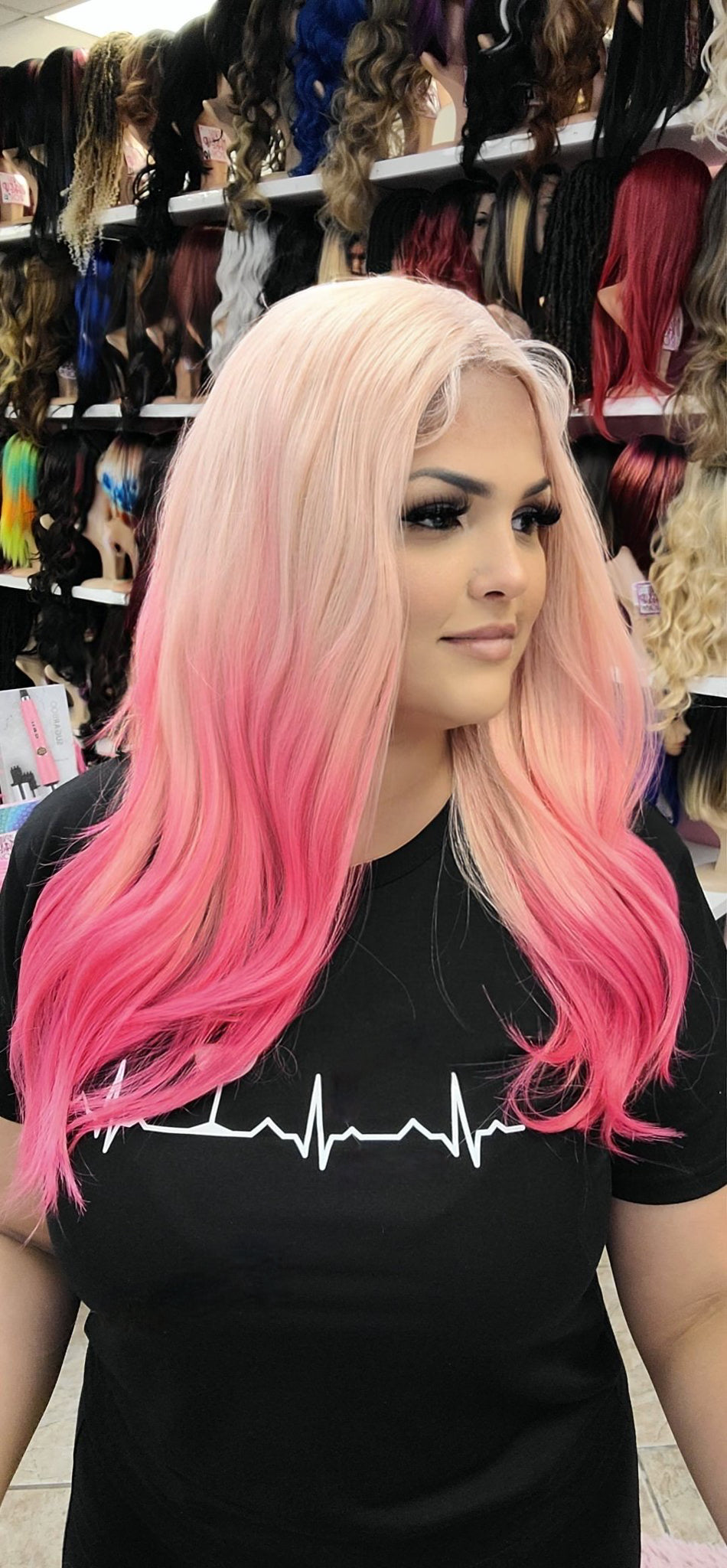 #365 Harper - Middle Part Lace Front Wig - PINK FADE