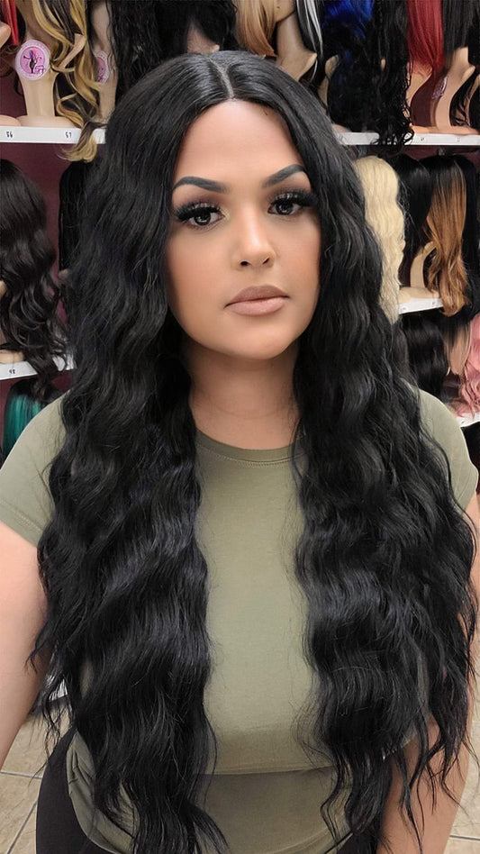 #68 Brittney - Middle Part Lace Front Wig Human Hair Blend- 2
