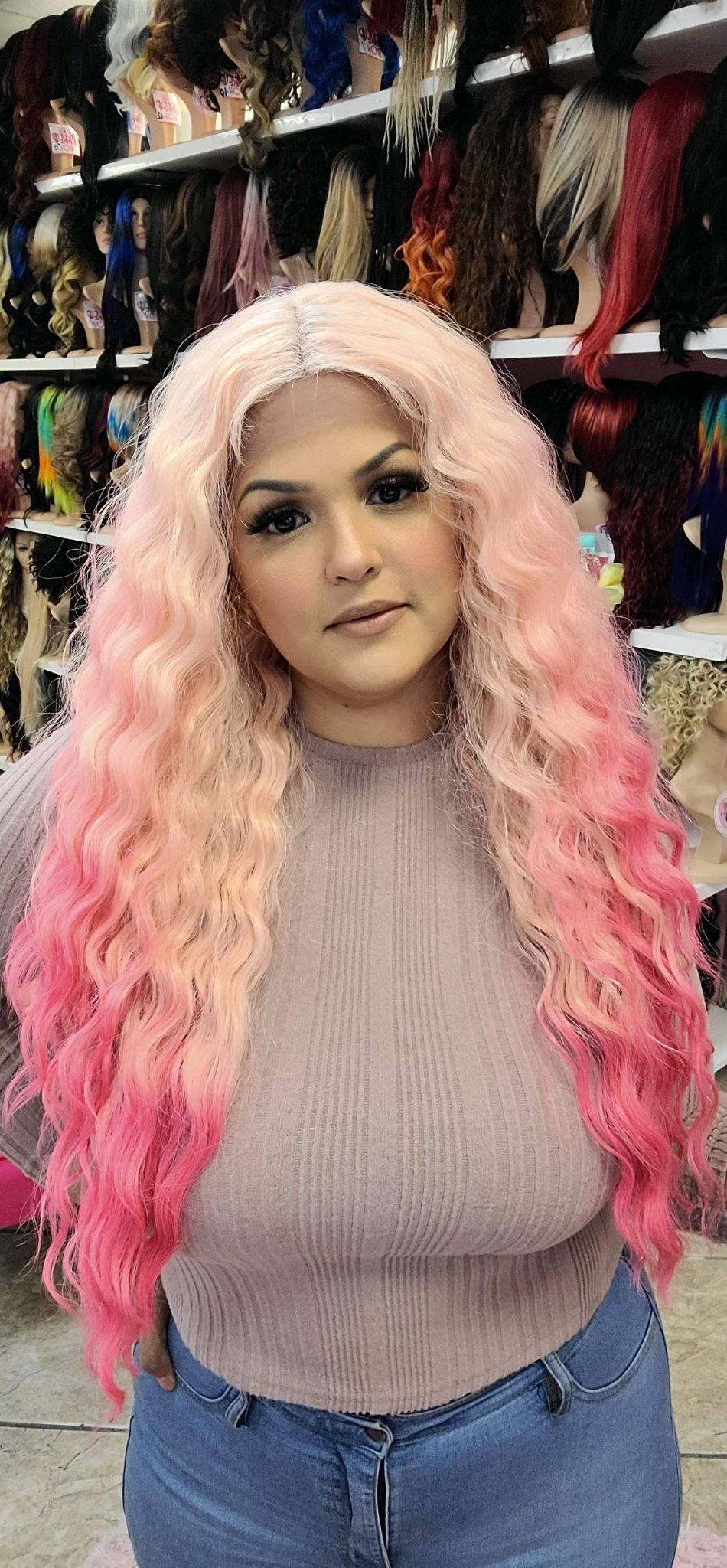 Marina - Middle Part Lace Front Wig - PINK FADE - DaizyKat Cosmetics