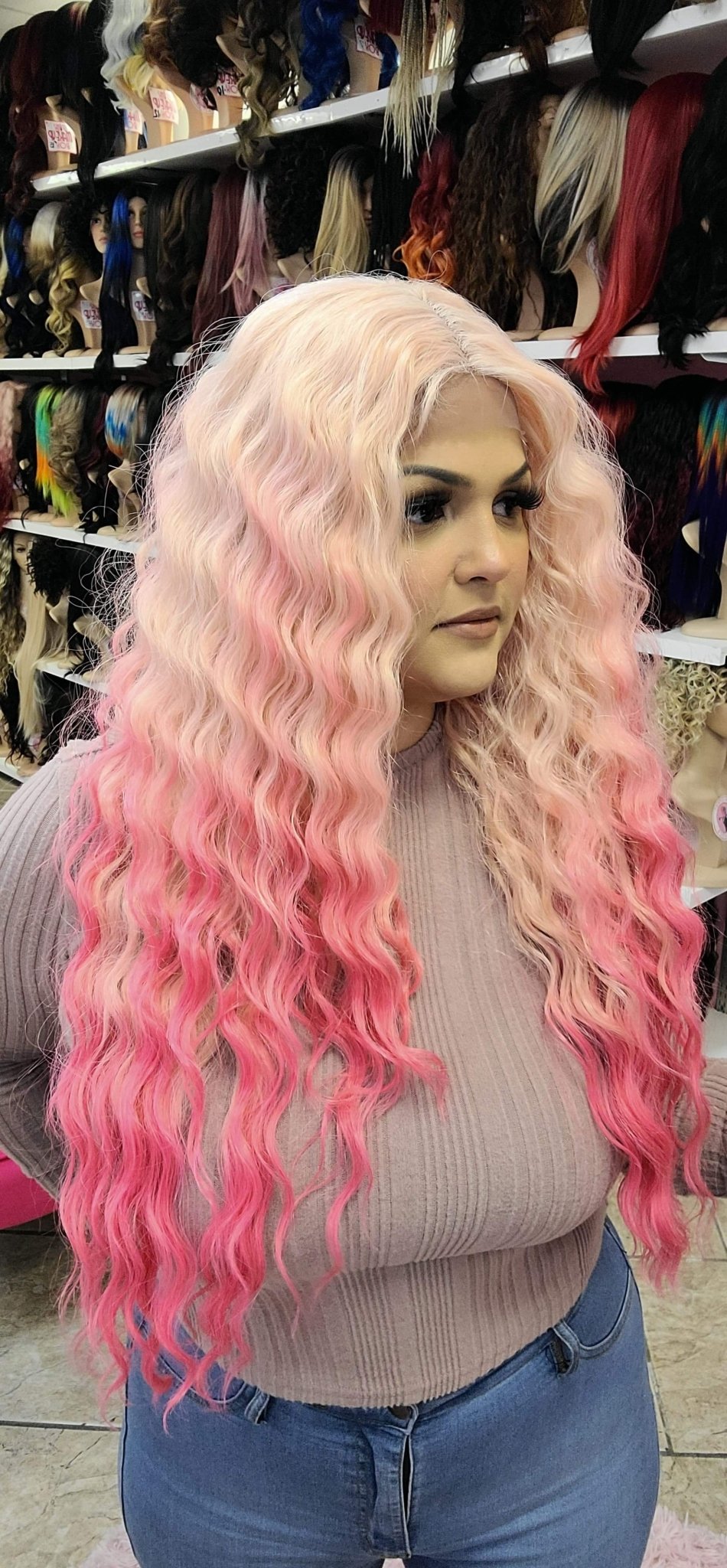 Marina - Middle Part Lace Front Wig - PINK FADE - DaizyKat Cosmetics